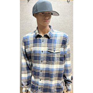 Patagonia Men's Long Sleeve Cotton Flannel Shirt Large Fjord Plaid Organic EUC